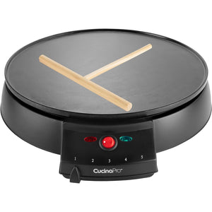 12" Griddle & Crepe Maker, Non-Stick Electric Crepe Pan w Batter Spreader & Recipe Guide- Dual Use Hot Plate for Blintzes, Eggs, Pancakes- Portable, Adjustable Temperature Settings - Breakfast Gift