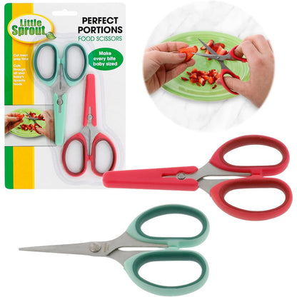 Baby Food Scissors 2 Pack w Covers- Parent Must-Safety Stainless Steel Shears- Make Every Bite Perfectly Sized & Safe- For Babies, Toddlers- Kids Feeding or Adult Portion Control, Gift for Mom