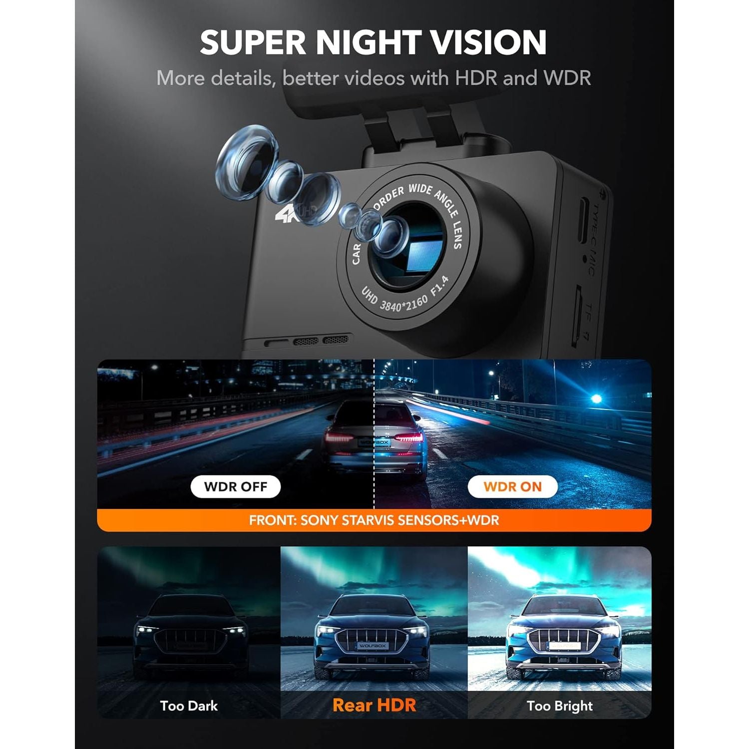 Buy now WOLFBOX Dash Cam Front and Rear, D07 4K Dash Camera for Cars with WiFi GPS, 4K/2.5K + 1080P Dual Dashcam with 2.45" LCD, 170°FOV, Night Vision, Loop Recording, Smart Parking Monitor, Magnetic Mount at indiglob india