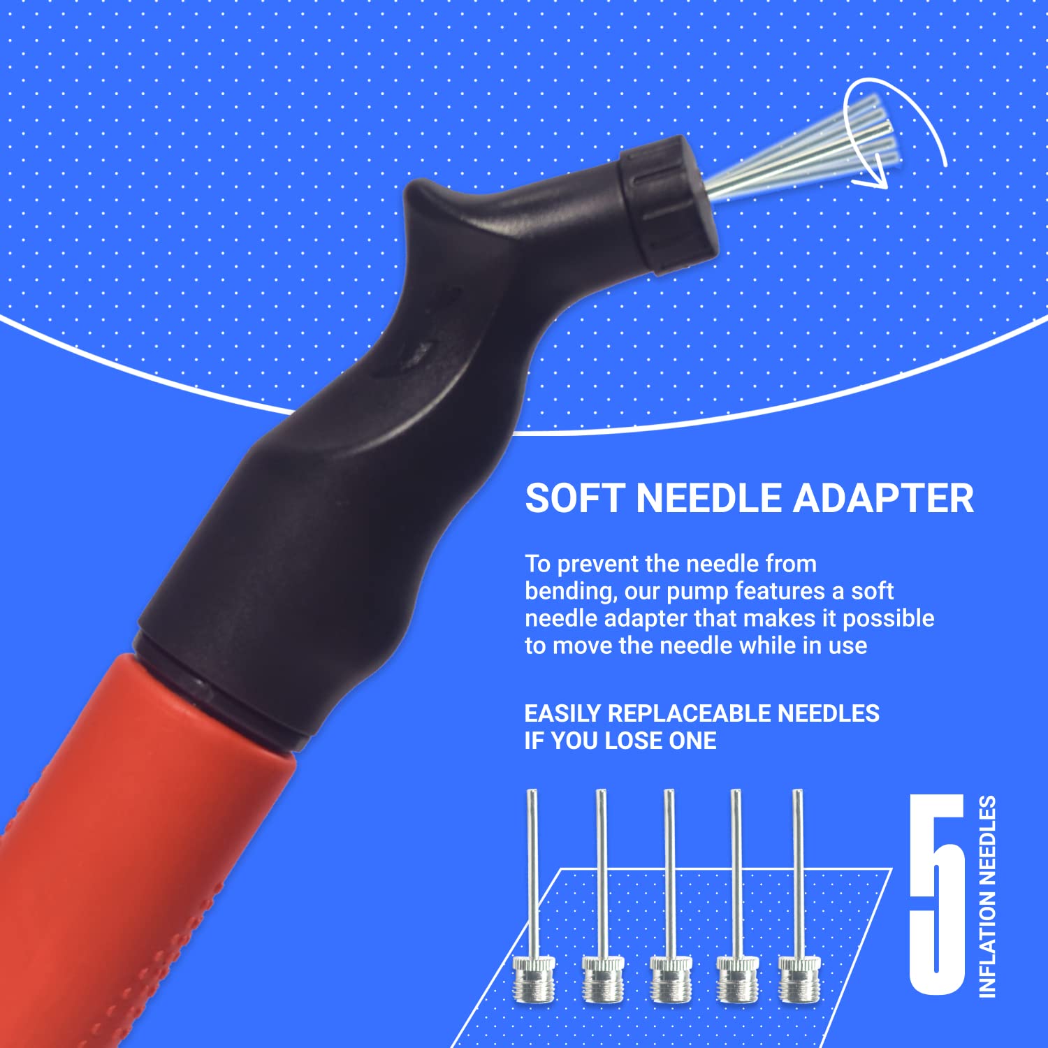 Buy now SPORTBIT Ball Pump for Sports Balls - Push & Pull Inflating System - Hand Pump for All Exercise Balls - Volleyball Pump, Basketball Inflator, Football & Soccer Ball Air Pump - Goes with 5 Needles Set at indiglob india
