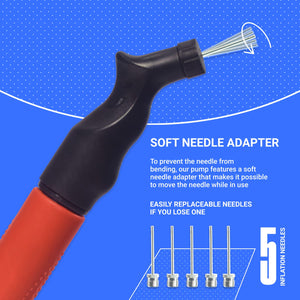 Buy now SPORTBIT Ball Pump for Sports Balls - Push & Pull Inflating System - Hand Pump for All Exercise Balls - Volleyball Pump, Basketball Inflator, Football & Soccer Ball Air Pump - Goes with 5 Needles Set at indiglob india