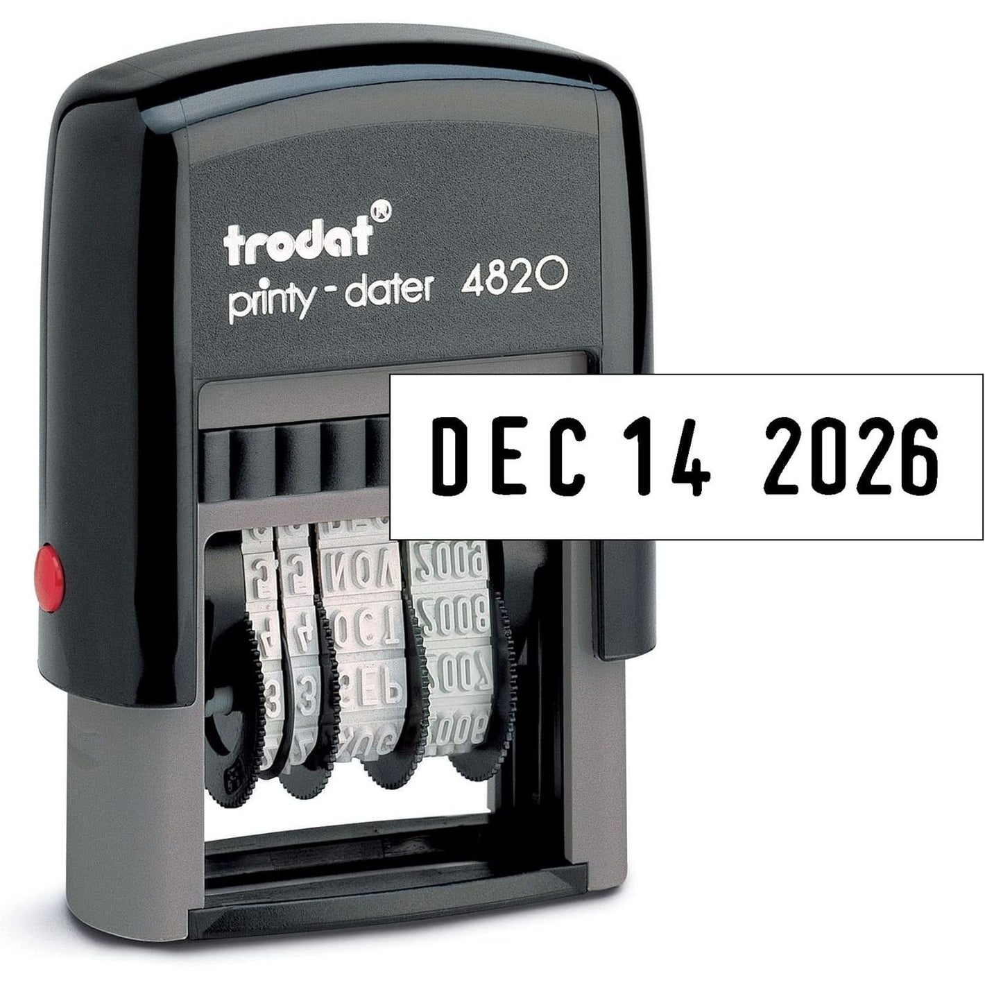 Trodat Printy 4820 Date Stamp, Self-Inking Stamp for Professional and Personal Applications, 3/8” x 1-¼”, Eco-Friendly Climate Neutral Product (Black)