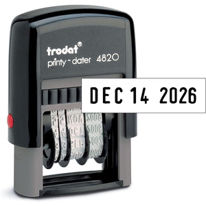 Trodat Printy 4820 Date Stamp, Self-Inking Stamp for Professional and Personal Applications, 3/8” x 1-¼”, Eco-Friendly Climate Neutral Product (Black)