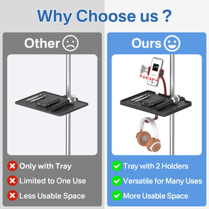 Buy now Functional Microphone Stand Tray with Adjustable Mic Stand Phone Holder - 8.7"x6.5" Mic Stand Tray Shelf Clamp-On Music Stand Accessory for Live Streaming Karaoke Recording at indiglob india