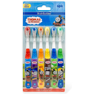 Brush Buddies Thomas & Friends Toothbrush for Kids, Kids Toothbrushes, Toddler Toothbrush Ages 2-4, Soft Bristles for Kids, 6PK