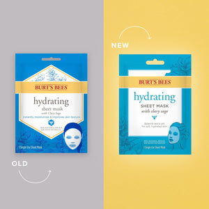 Burt's Bees Hydrating Face Mask with Clary Sage, Single Use Sheet Mask, 6 Count (Package May Vary)