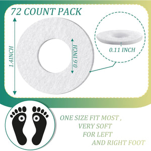 Nuanchu 72 Pcs Callus Cushions Callus Pads for Bottom of Foot Round Corn Cushions Pads for Feet Soft Adhesive Felt Corn for Ball and Side of Foot, Pain Relief from Shoe