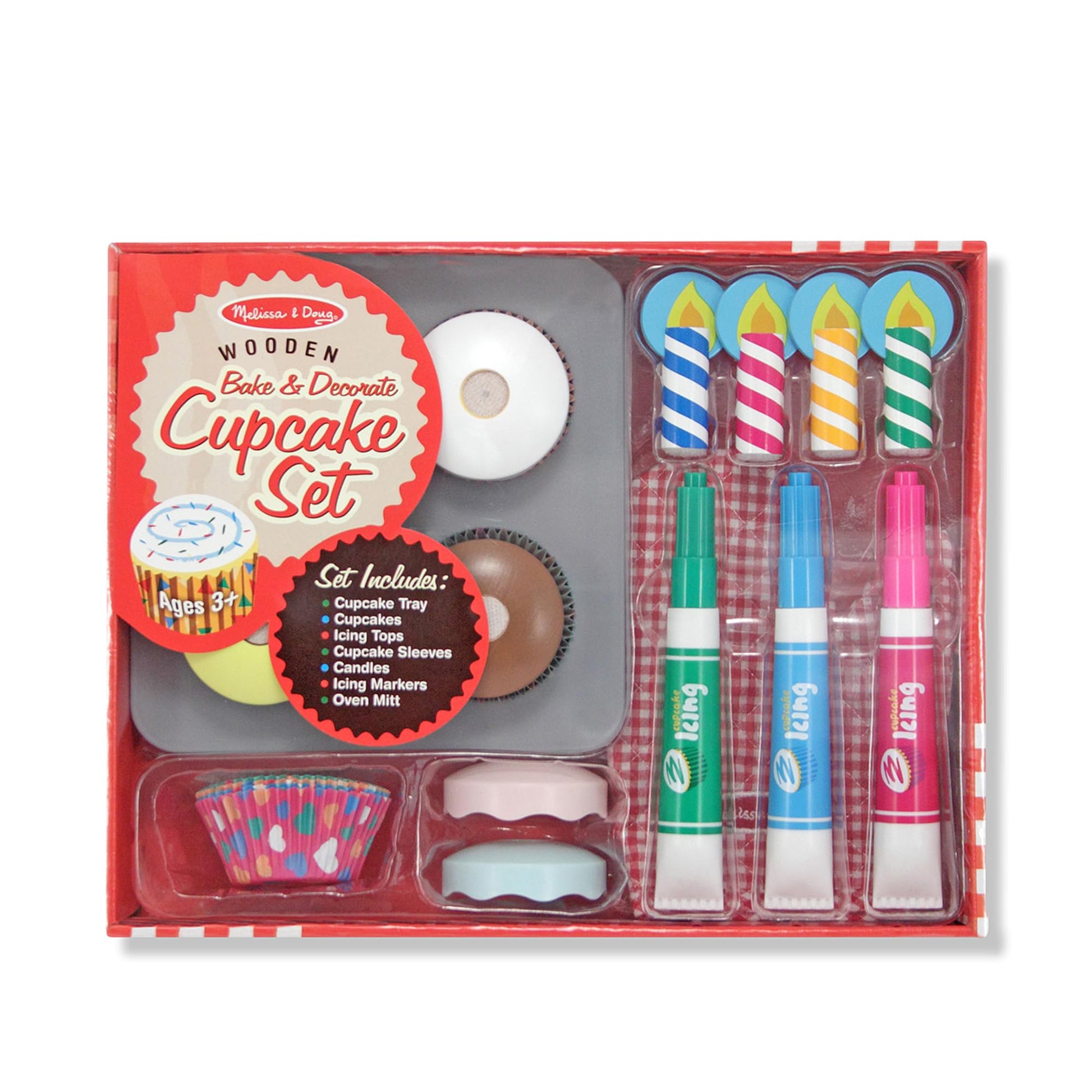 Buy now Melissa & Doug Bake & Decorate Wooden Cupcake Kit, with Play Food, Toppings & Play Kitchen Accessories, Preschool Learning Toys for Girls & Boys 3+ at indiglob india