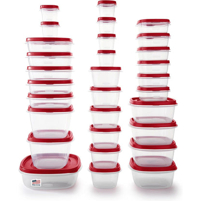 Rubbermaid 60-Piece Food Storage Containers with Lids, Microwave and Dishwasher Safe, Red Color, Ideal for Meal Prep and Pantry Storage