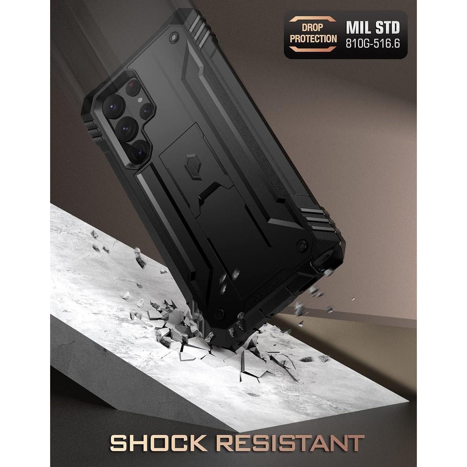Buy now Poetic Revolution Case Compatible with Galaxy S22 Ultra 5G 6.8 inch, Full Body Rugged Shockproof Protective Cover Case with Kickstand, Built-in Screen Protector Work with Fingerprint ID, Black at indiglob india