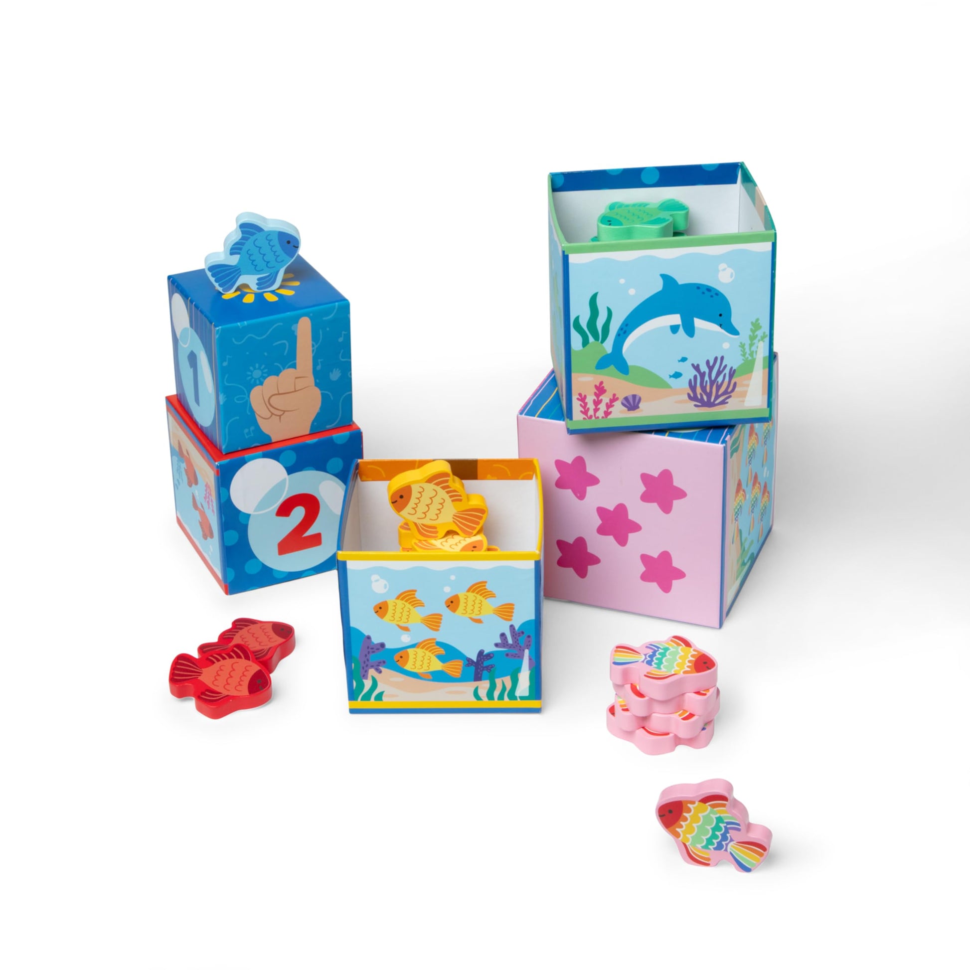 Buy now Melissa & Doug?? Ms. Rachelƒ?› Sort and Count Nesting and Stacking Blocks with Wooden Fish Preschool Learning Toy for Boys, Girls - FSC Certified at indiglob india