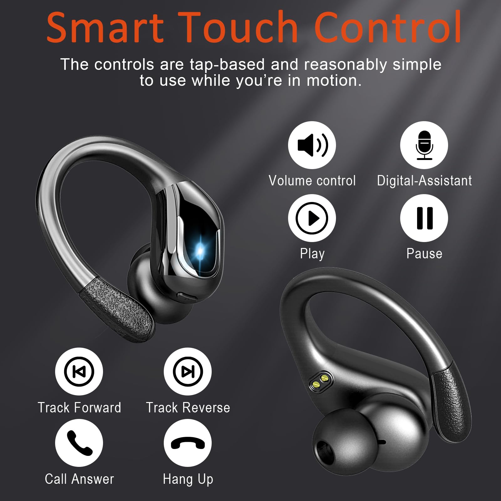 Buy now Ltinist Wireless Earbud, Bluetooth 5.3 Headphones Pure Bass Sound with Earhooks, 75H Battery Over Ear Headphones with Dual-LED Display, IP7 Waterproof Earphones Built-in Microphone for Running Sports at indiglob india