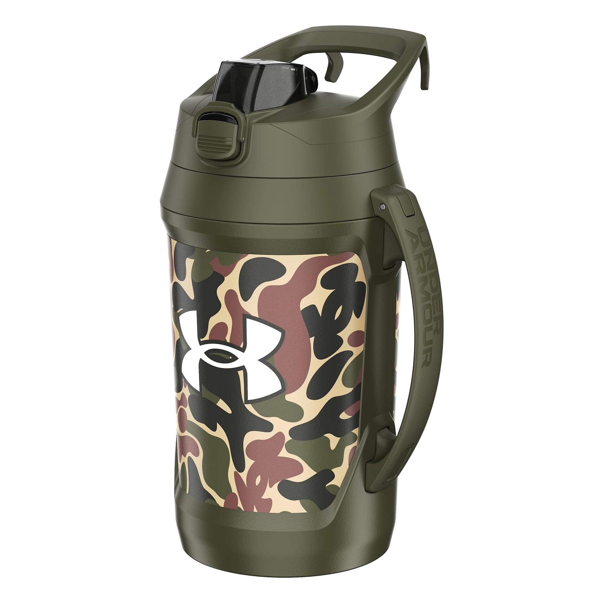 Buy now Under Armour Half Gallon Water Bottle Insulated, 64oz Insulated Water Bottle with Handle, Fence Hook, Leak Resistant, for Baseball, Football & More, Academy/Black at indiglob india