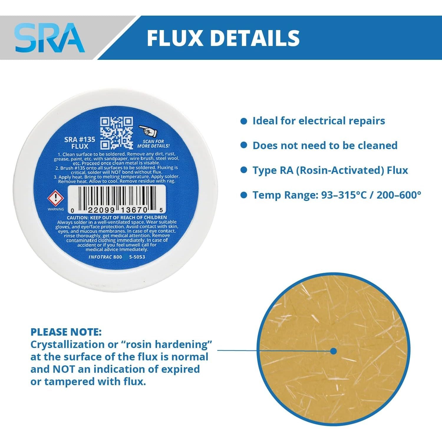 Buy now SRA Solder 135 Rosin Paste Soldering Flux For Electronics, No Clean Flux Made for Lead and Lead-Free Solder Circuit Boards and Copper Electrical Wire - Safe Clean Residues with No Goopy Mess (2oz Jar) at indiglob india