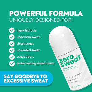 ZeroSweat Antiperspirant Deodorant | Clinical Strength Hyperhidrosis Treatment - Reduces Armpit Sweat 1.2 Fl.Oz (1 Pack)