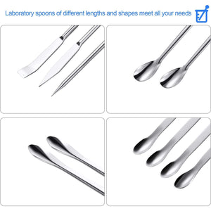22 Pieces Stainless Steel Lab Spatula Micro Scoop Set Laboratory Sampling Spoon Mixing Spatula for Powders Gel Cap Filler