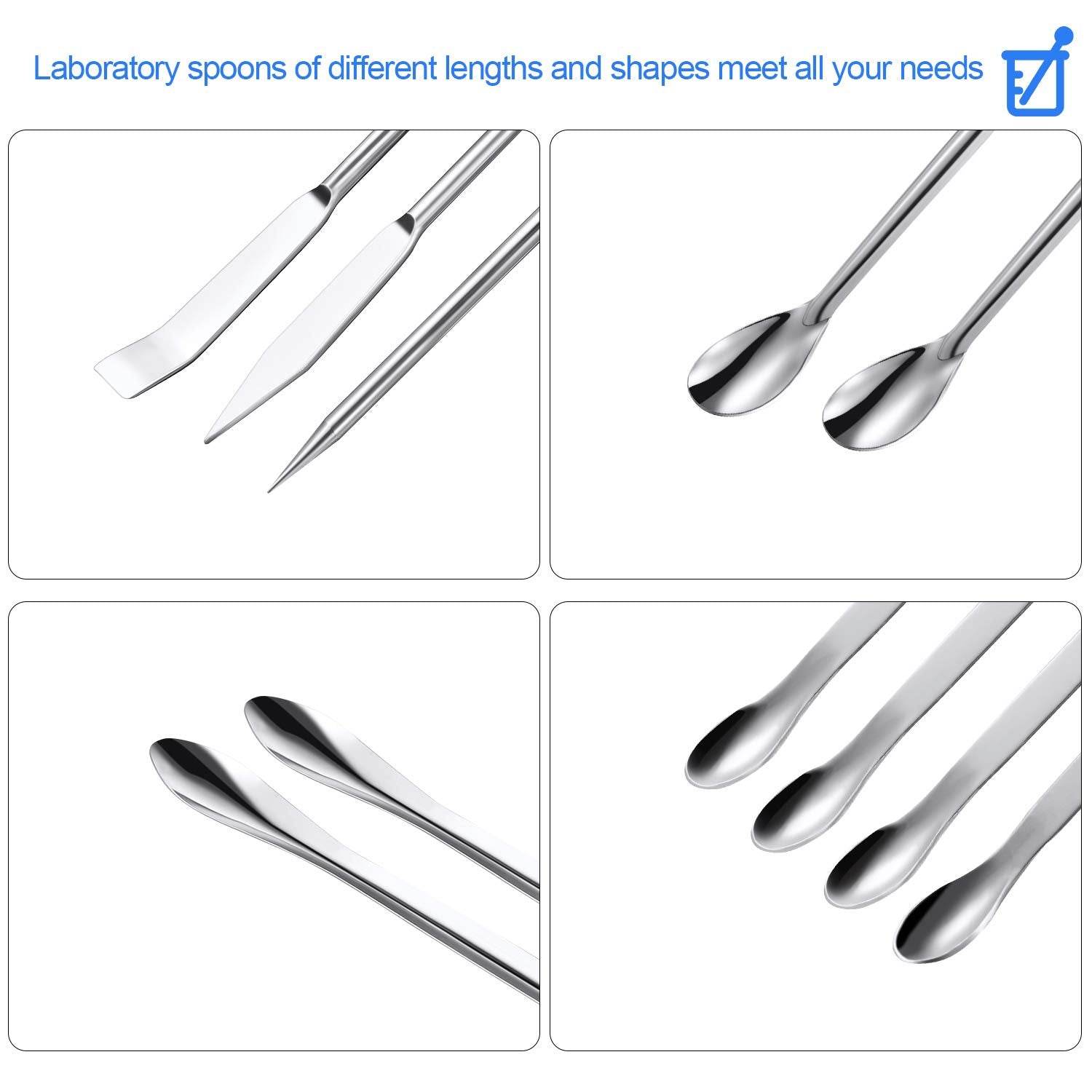 22 Pieces Stainless Steel Lab Spatula Micro Scoop Set Laboratory Sampling Spoon Mixing Spatula for Powders Gel Cap Filler - My Store
