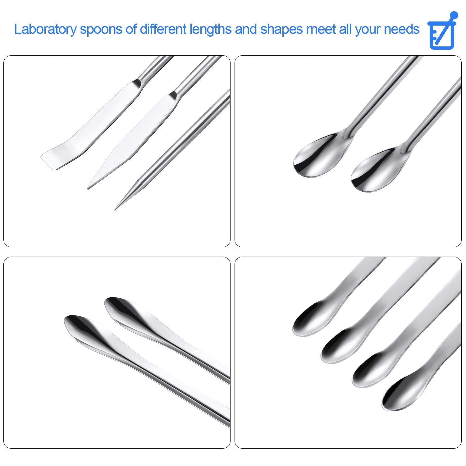 Buy now 22 Pieces Stainless Steel Lab Spatula Micro Scoop Set Laboratory Sampling Spoon Mixing Spatula for Powders Gel Cap Filler at indiglob india
