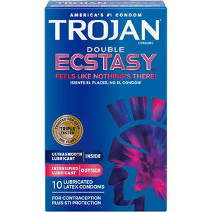 Trojan Double Ecstasy Lubricated Condoms - 10 Count