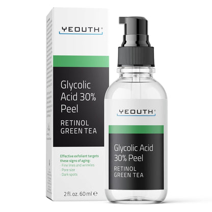 YEOUTH Glycolic Acid Peel for Face, At Home Exfoliator Aha 30% Glycolic Acid Face Peel with Retinol, Designed to Refresh & Smooth the Appearance of Skin 1oz