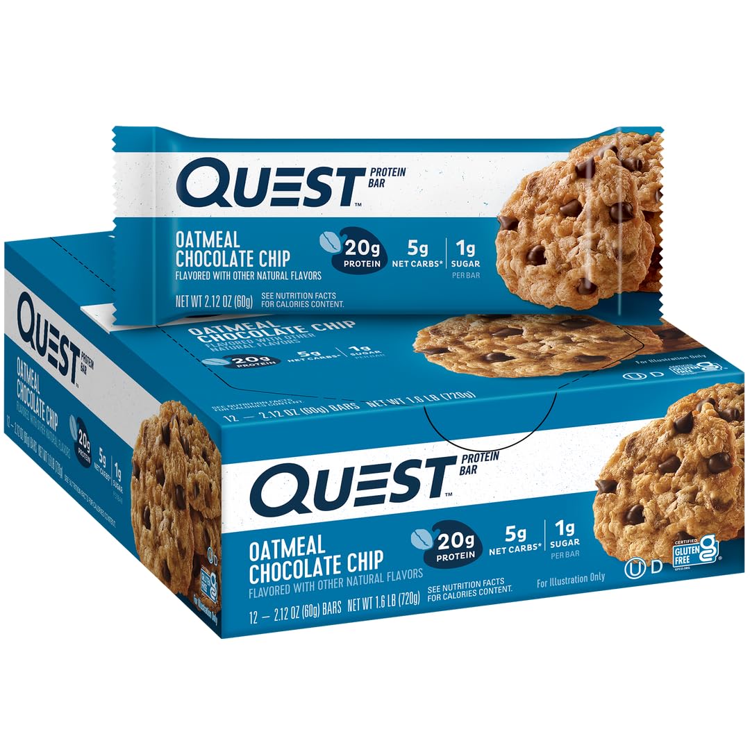 Buy now Quest Nutrition Chocolate Brownie Protein Bar, 20g Protein, 1g Sugar, 4g Net Carb, High Fiber, Gluten Free, 12 Count Oatmeal Chocolate Chip 1 Count (Pack of 1) at indiglob india