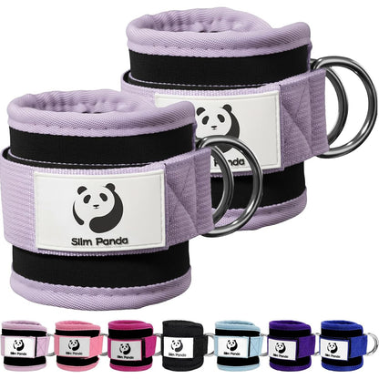 Slim Panda Ankle Strap for Cable Machine,Ankle Cuff for Kickbacks, Booty Hip Abductors,Glute Workouts, Leg Extensions, Curls for Men and Women, Adjustable with Double D-Rings