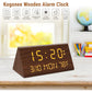 Kogonee Wooden Digital Alarm Clock, 0-100% Dimmer, 2 Alarm Settings, Weekday/Everyday Mode, 9 Mins Snooze, 12/24H, Temperature and Date Display for Office, Travel, Bedroom Alarm Clock (Brown)
