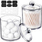 SheeChung 2 Pack of 10 Oz. Small Clear Plastic Apothecary Jar - Qtip Dispenser Holder Bathroom Vanity Storage Canister Acrylic Jar for Cotton Balls/Swabs/Rounds,Q-tips (Black)
