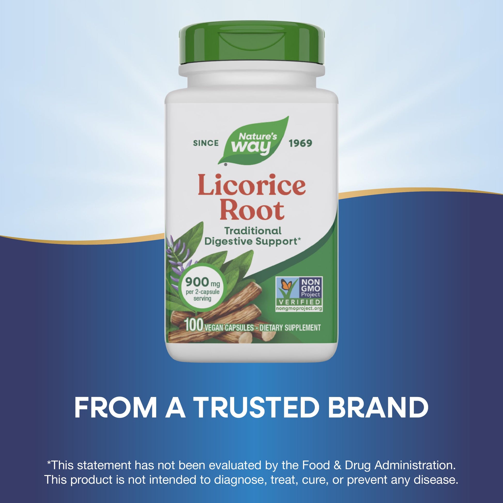 Buy now Nature's Way Licorice Root, Traditional Digestive Support Supplement*, 900 mg per 2-Capsule Serving, Non-GMO Project Verified, 100 Vegan Capsules (Packaging May Vary) at indiglob india