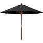 California Umbrella 9' Round Hardwood Frame Market Umbrella, Stainless Steel Hardware, Push Open, Navy Blue Olefin
