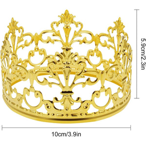 CREPUSCOLO Crown Cake Topper, Vintage Tiara Crown Cake Topper Baby Shower Birthday Cake Decoration Small Baby Crown for Boys & Girls, Metal (Gold) Small