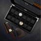 12 Watch Box for Men Watch Display Case Wood Luxury Watch Box with Large Glass Window,Watch Organizer Box with Ultra Smooth PU Leather Interior - My Store
