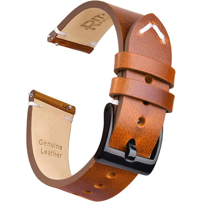 Ritche Christmas Gift Quick Release Leather Watch Band 18mm 20mm 22mm Genuine Watch Strap for Men and Women, White Elephant Gifts, Stocking Stuffers For Men