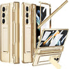 NINKI Compatible Samsung Galaxy Z Fold 5 Case with S Pen Holder & S Pen,Screen Protector Hinge Case for Samsung Z Fold 5 Case with Kickstand,Samsung Z Fold 5 5g Case Galaxy Fold 5 5g Phone Case Blue - Champagne Gold