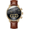 Luxury Men's Big Dial Chronograph Sapphire Glass Waterproof Quartz Black Leather Gold Watches - Gold case & Black dial & Brown Strap