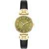 Anne Klein Women's Leather Strap Watch - Black/Green