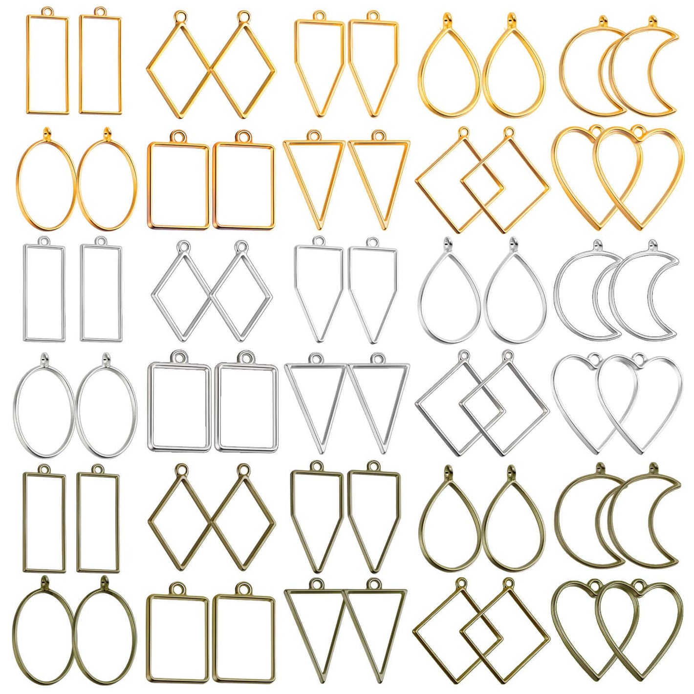 Buy now Shynek 60Pcs Hollow Frame Pendants - Resin Craft Bezels Jewelry Molds for Necklaces and Earrings Making Supplies at indiglob india