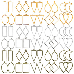 Buy now Shynek 60Pcs Hollow Frame Pendants - Resin Craft Bezels Jewelry Molds for Necklaces and Earrings Making Supplies at indiglob india