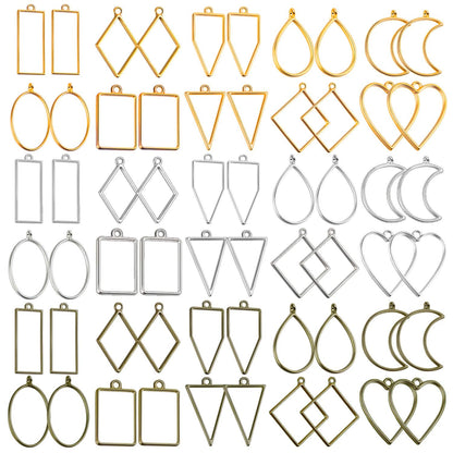 Buy now Shynek 60Pcs Hollow Frame Pendants - Resin Craft Bezels Jewelry Molds for Necklaces and Earrings Making Supplies at indiglob india
