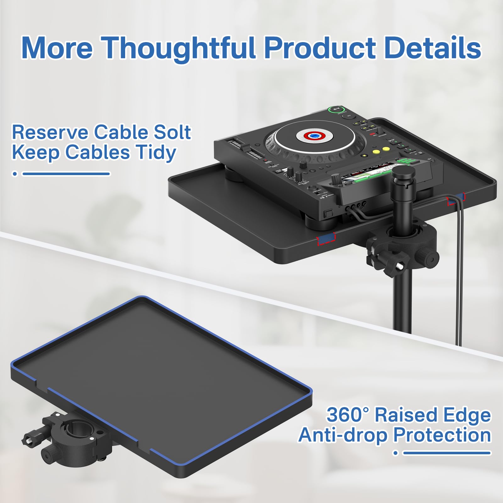 Buy now Functional Microphone Stand Tray with Adjustable Mic Stand Phone Holder - 8.7"x6.5" Mic Stand Tray Shelf Clamp-On Music Stand Accessory for Live Streaming Karaoke Recording at indiglob india