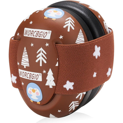 Infant Ear Protection Noise Cancelling Baby Ear Muffs, Toddler Hearing Protection with Adjustable Elastic Headband (Bear, White