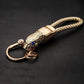 TOPKU Car Keychain Leather Elegant Detachable, Leopard Head with Blue Diamond Eyes