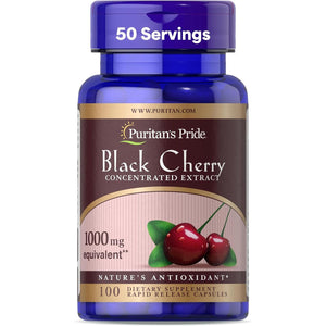 Puritan's Pride Black Cherry Concentrated Extract 250 mg (1000mg Equivalent), Dietary Supplement for General Wellness and Healthy Lifestyle*, 50 Day Supply, 100 Rapid Release Capsules