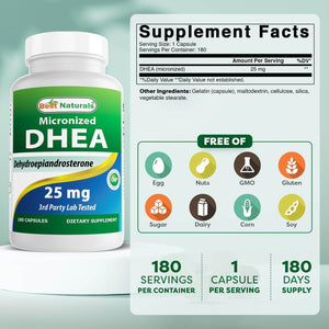 Best Naturals, Micronized DHEA 25 mg 180 Capsules - My Store