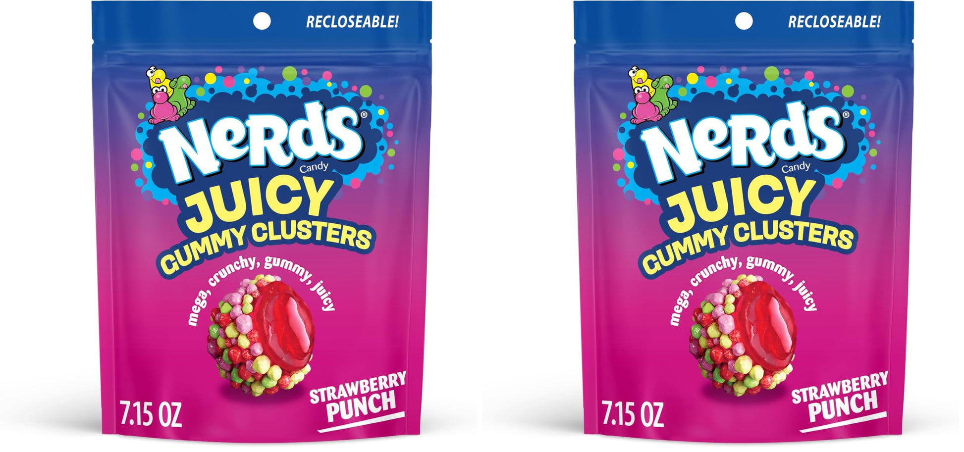 Buy now NERDS Gummy Clusters Candy, Rainbow, Crunchy and Gummy, 8 oz Strawberry Punch 7.15 oz (Pack of 2) at indiglob india