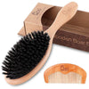 BLACK EGG Boar Bristle Hair Brush for Women Men Kid, Soft Natural Bristles Brush for Thin and Fine Hair, Restore Shine and Texture, Set includes Bamboo comb and 3 hair ties - BLACK