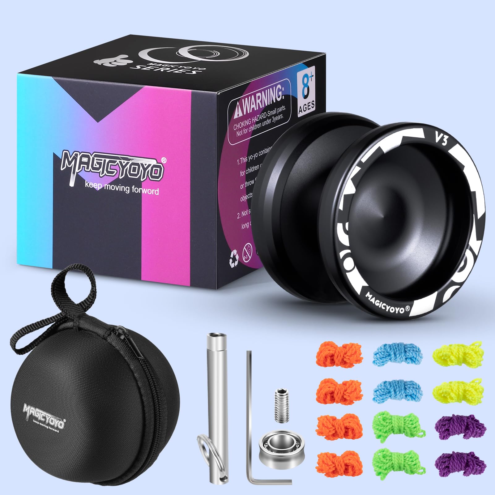 Buy now MAGICYOYO V3 Yoyo for Kids 8-12 or Above, Responsive Yoyo Professional with Dual Function, Professional Trick Yo yo for Adults with 12 Yo-yo Strings, KK Bearing, Bearing Puller, Axle,Case Bag -Black at indiglob india
