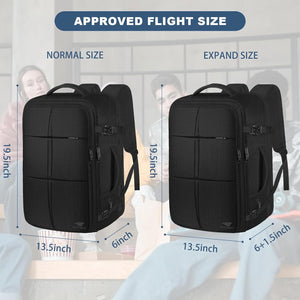 Travel Backpack, Extra Large 55L Carry On Backpack Flight Approved with USB Charging Port, Expandable Waterproof Business Luggage Casual Bag Fits 18.4 Inch Laptops, Travel Gifts for Men Women