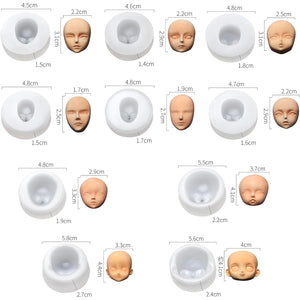 Cestony 10Pcs Human Face Silicone Molds for DIY Cake Fondant Biscuit Sugar Pudding Chocolate Hard Candies Dessert Candle Decor Chocolate Polymer Clay