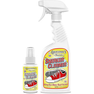 Grandma's Secret Sneaker Cleaner - for Rubber, Canvas, Leather, Stain Remover Spray Removes Dirt, Grime, Grass - Cleaner for Outdoor Shoes, Slippers, Moccasins - 16oz & 3oz Combo